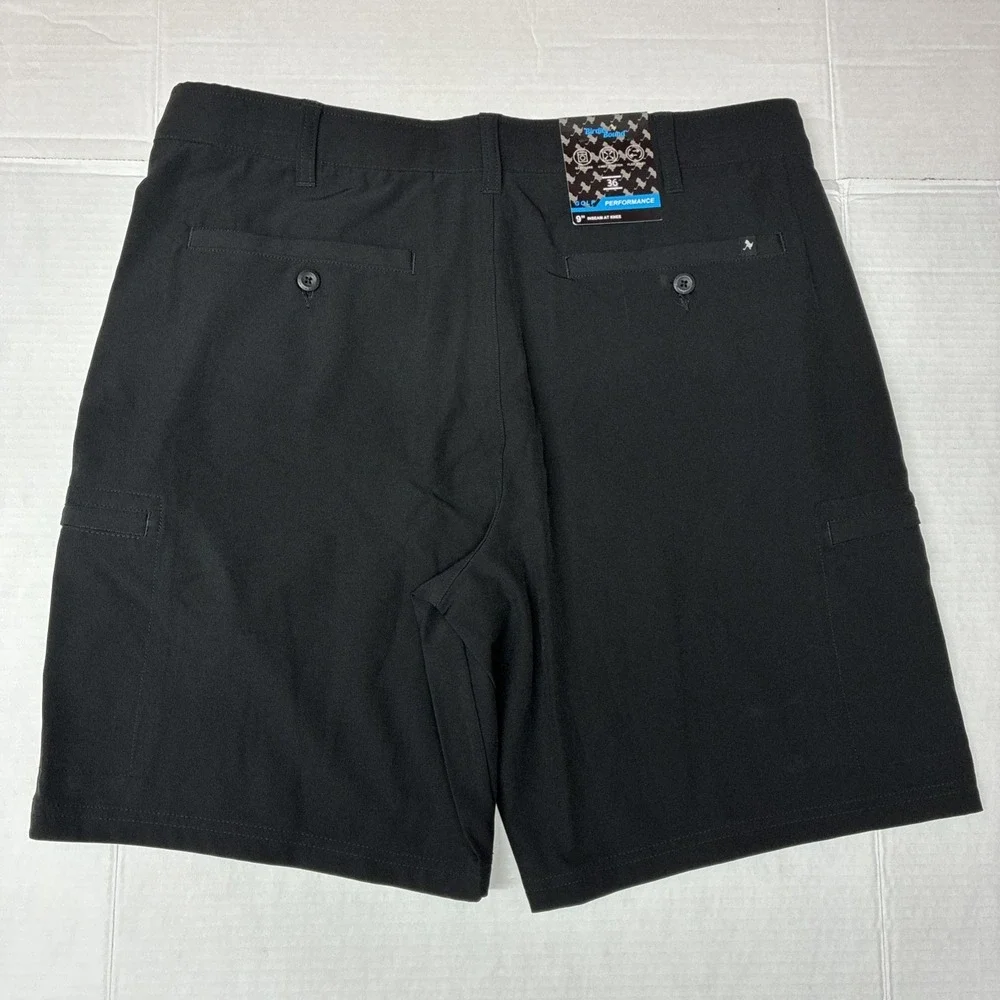 Birdie Bound Cargo Shorts Men's 36x9 Ultimate Black Stretch Easy Care Flex Waist